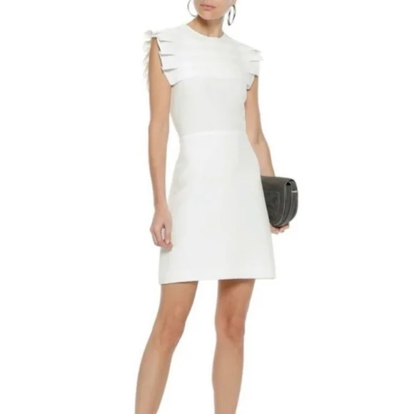 Sandro Paris White Laurena Mini Dress Size 38/US 6 Pleated Ruffle EUC - Picture 16 of 16